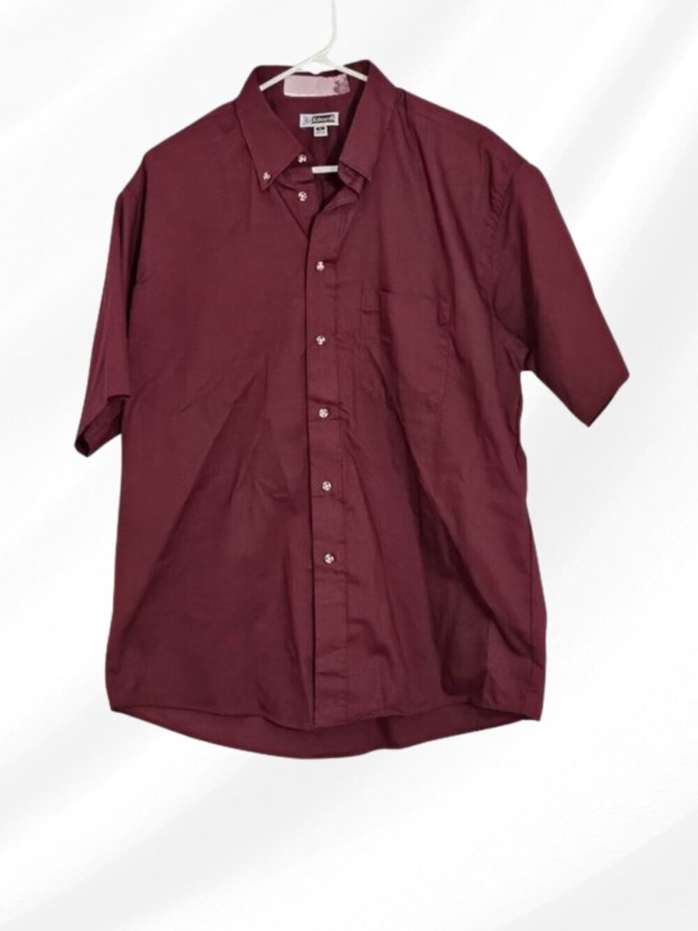 Edwards Maroon Button Front Short Sleeve Shirt Size Large Uniform Workwear